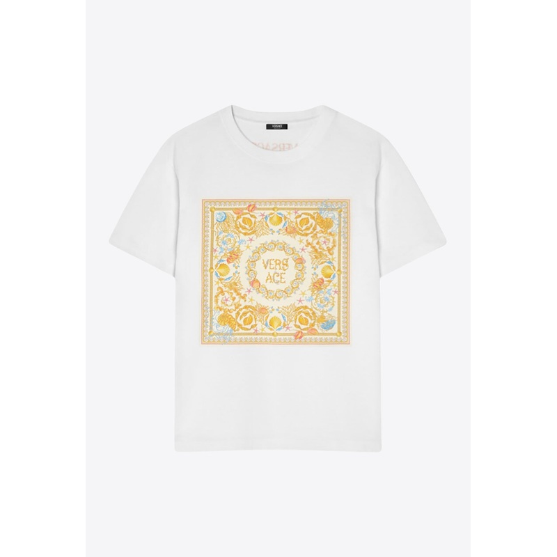Underwater Barocco Printed Crewneck T-shirt White wrtwit_IT 38