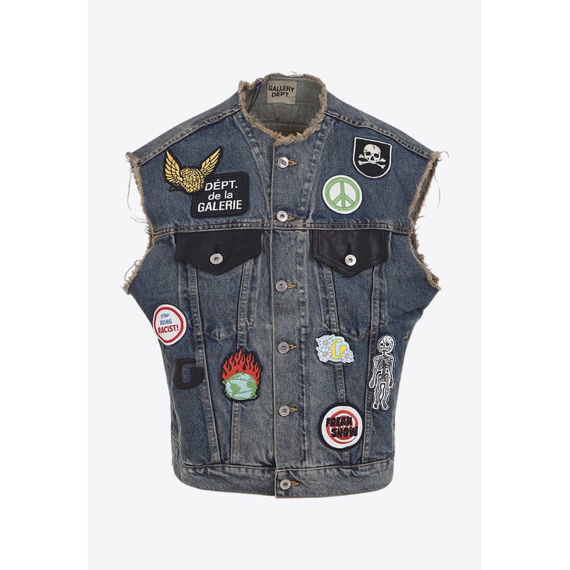 All-Over Patches Denim Vest Blue mrtwstd_M
