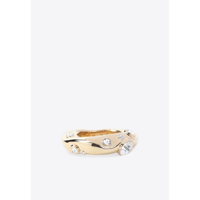 Crystal-Embellished Ring Metallic S