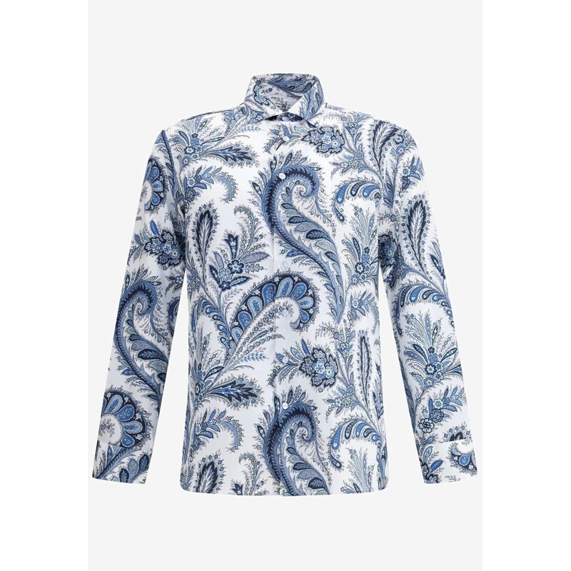 Floral Paisley Button-Up Shirt Blue mrtwshirtseu_EU 38