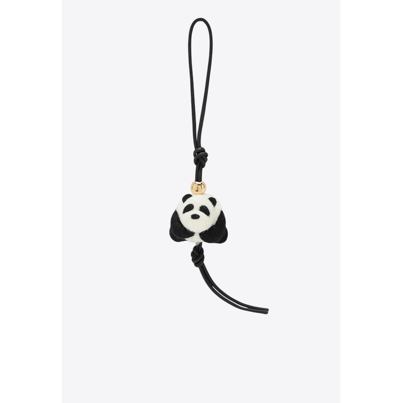 Panda Felt and Leather Pendant Keychain Black Onesize