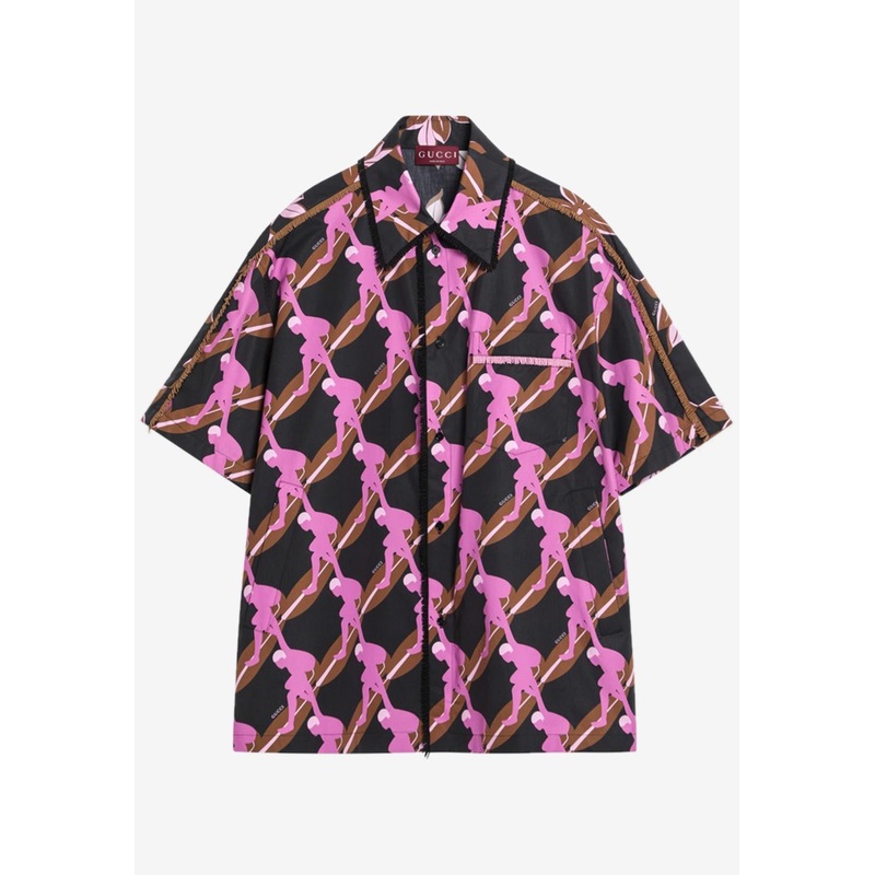 Printed Oversized Short-Sleeved Shirt Multicolor mrtwit_IT 50