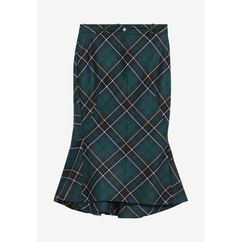 Tartan Check Flared Skirt Green wrtwit_IT 40