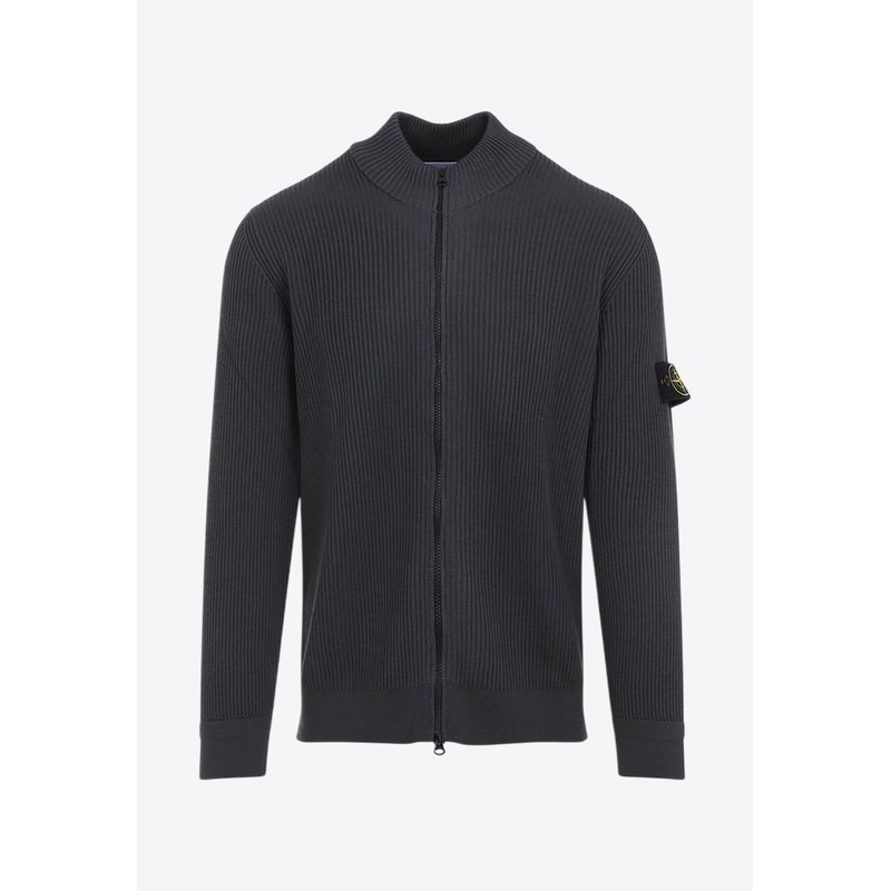 Wool Logo-Patch Zip-Up Cardigan Gray mrtwstd_S