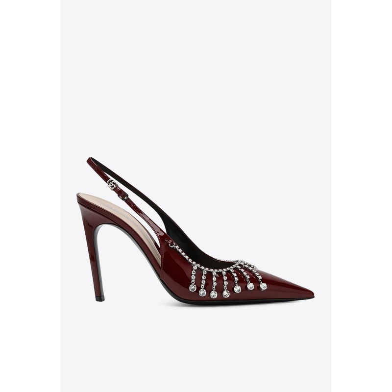 105 Crystal Embellished Slingback Pumps in Patent Leather Bordeaux wshoeseu_EU 37