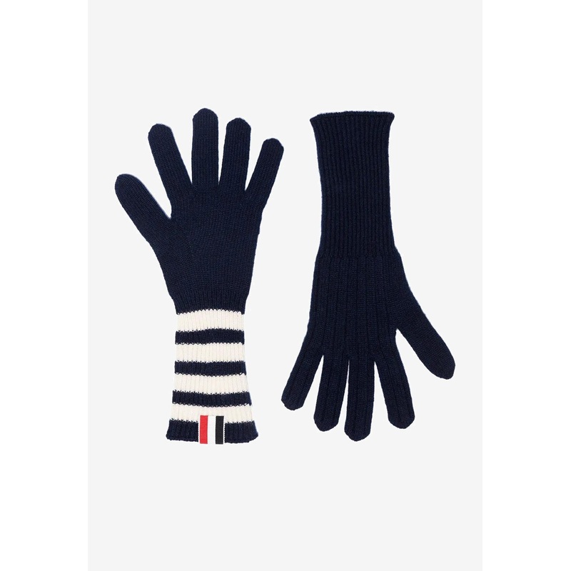 4-bar Stripes Cashmere Gloves Navy M