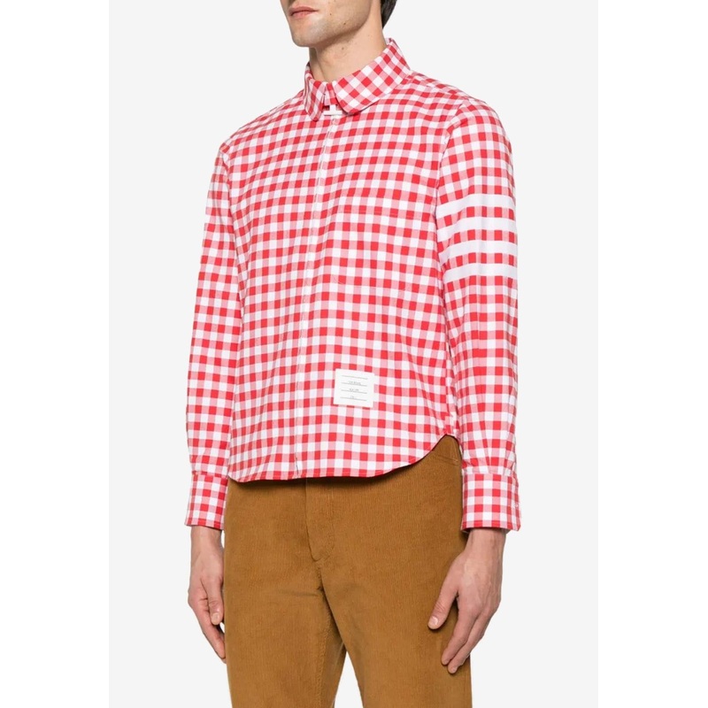 4-bar Stripes Gingham Check Shirt Red mrtwstd_1
