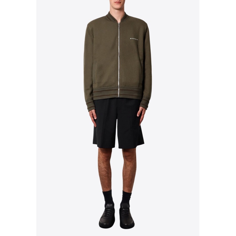 4G Logo Print Wool Bomber Jacket Green mrtwstd_S