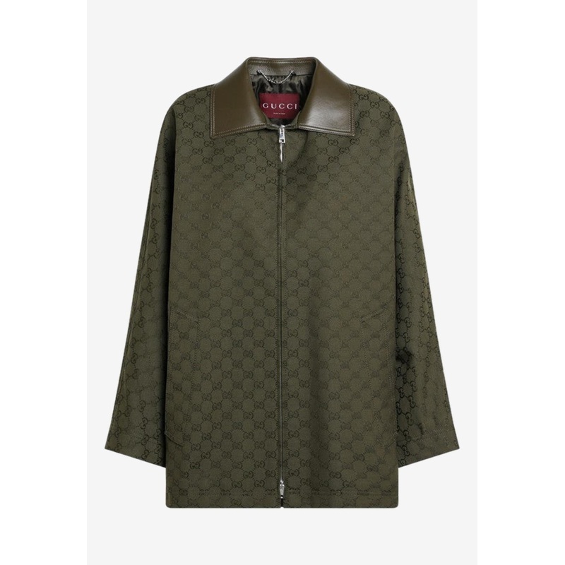 All-Over GG Logo Zip-Up Jacket Green wrtwit_IT 40