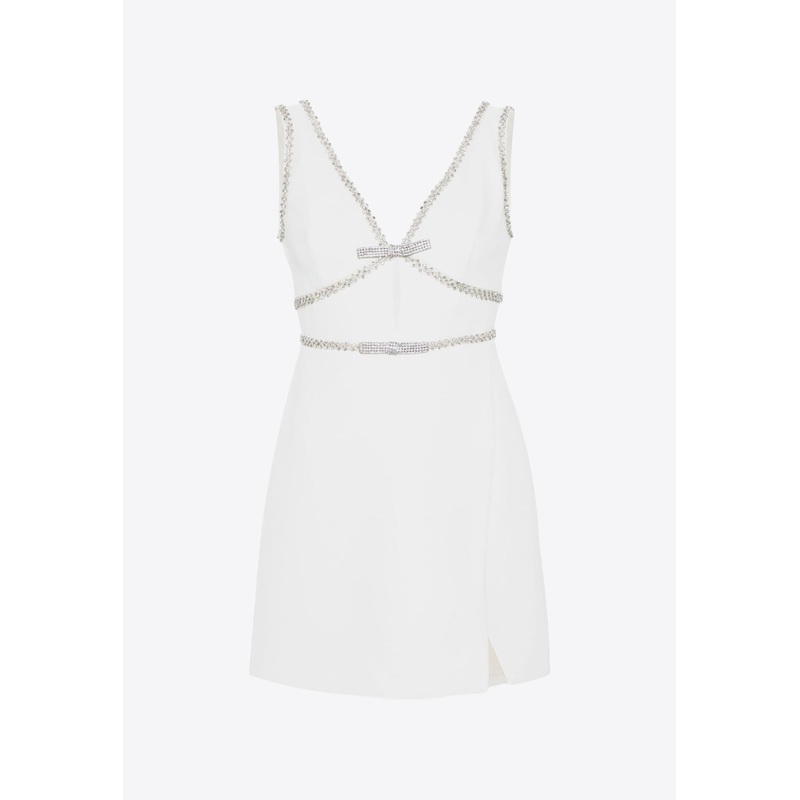 Bow-Embellished Mini Dress White wrtwuk_UK 6