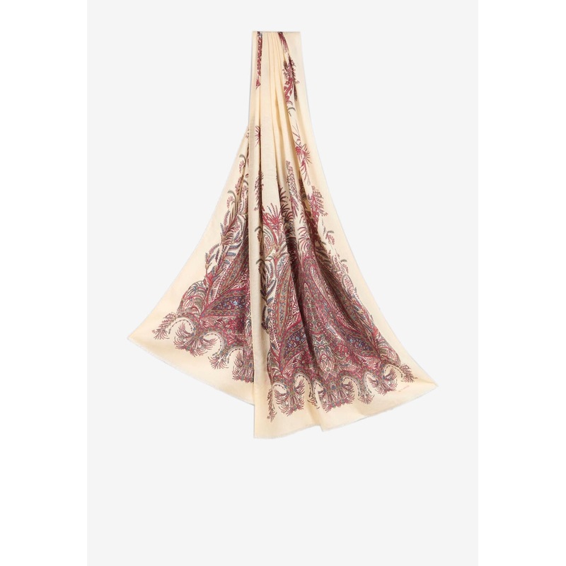 Floral Paisley Print Rectangular Scarf Bordeaux Onesize
