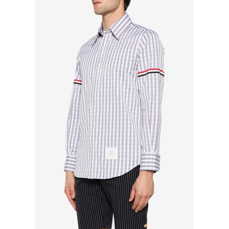 Gingham Check Long-Sleeved Poplin Shirt Gray mrtwstd_1