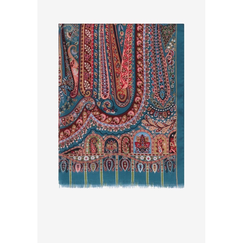 Paisley Print Silk Scarf Multicolor Onesize