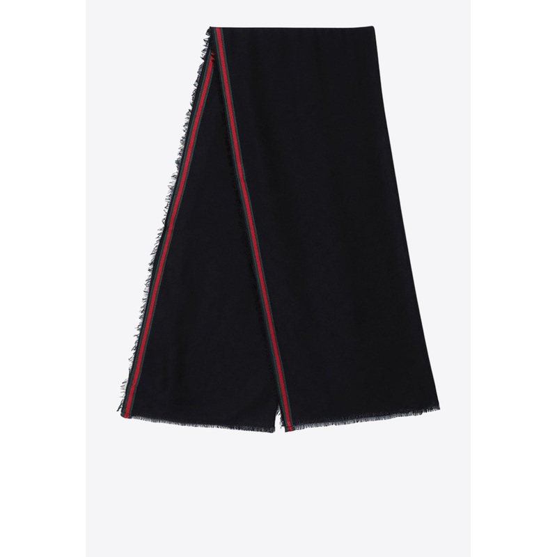 Silk-Blend with GG Pattern Scarf Black Onesize