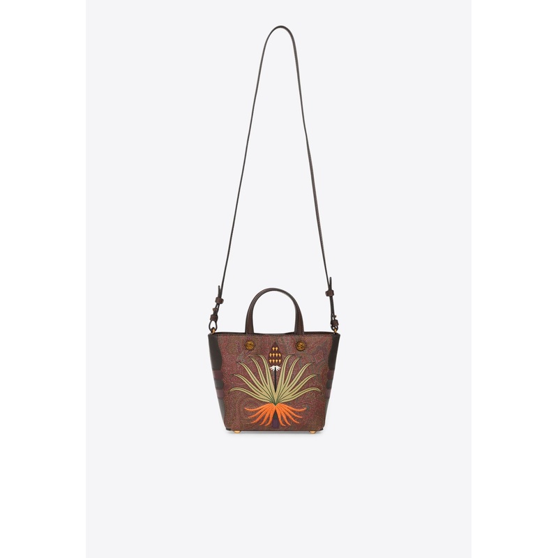 X Agostino Lacurci Mini Arnica Embroidered Tote Bag Brown Onesize