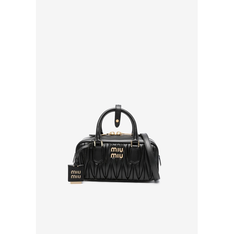 Arcadie Matelass Leather Top Handle Bag Black Onesize