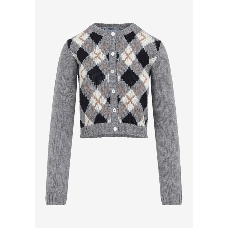 Argyle Knitted Cardigan Gray wrtwit_IT 38