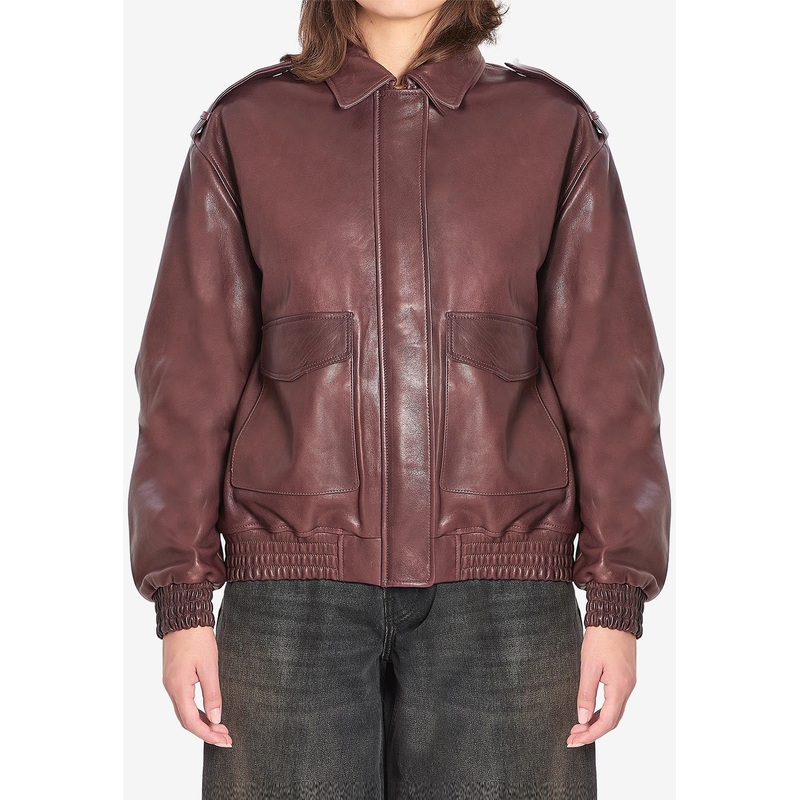 Astra Nappa Leather Jacket Bordeaux wrtwfr_FR 34