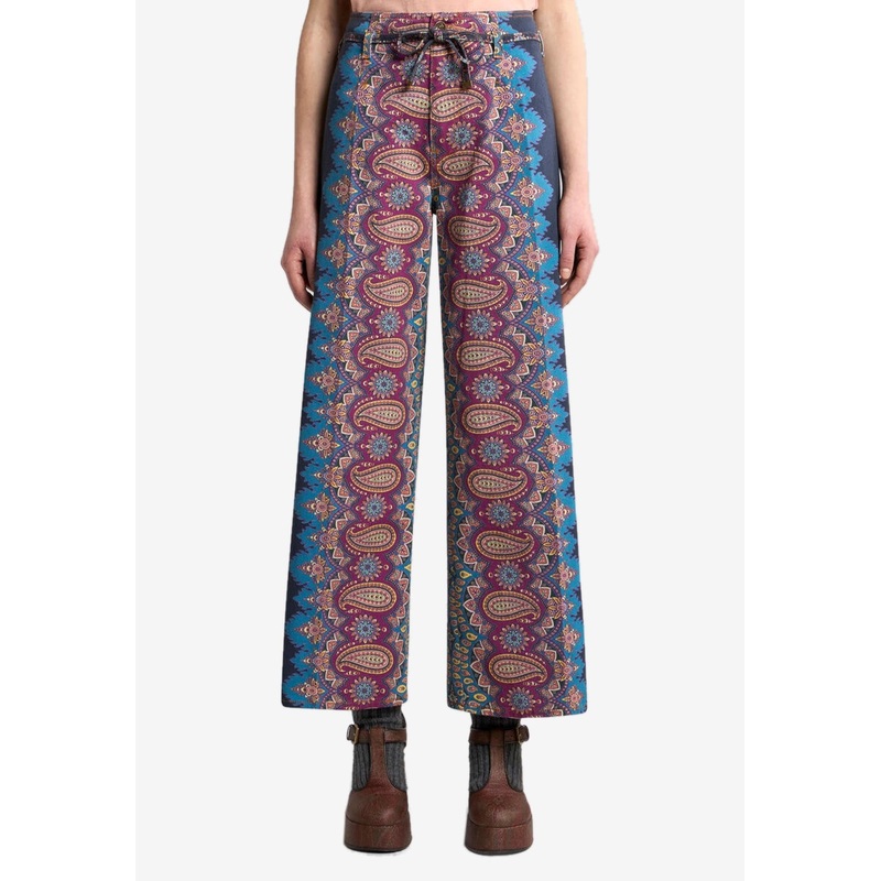 Culotte Jeans with Placed Print Multicolor wrtwbottoms_28