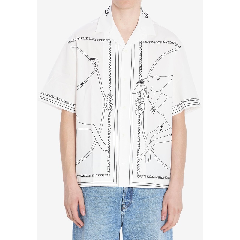 Dog Print Bowling Shirt White mrtwit_IT 48
