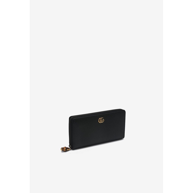 Double G Zip-Around Leather Wallet Black Onesize