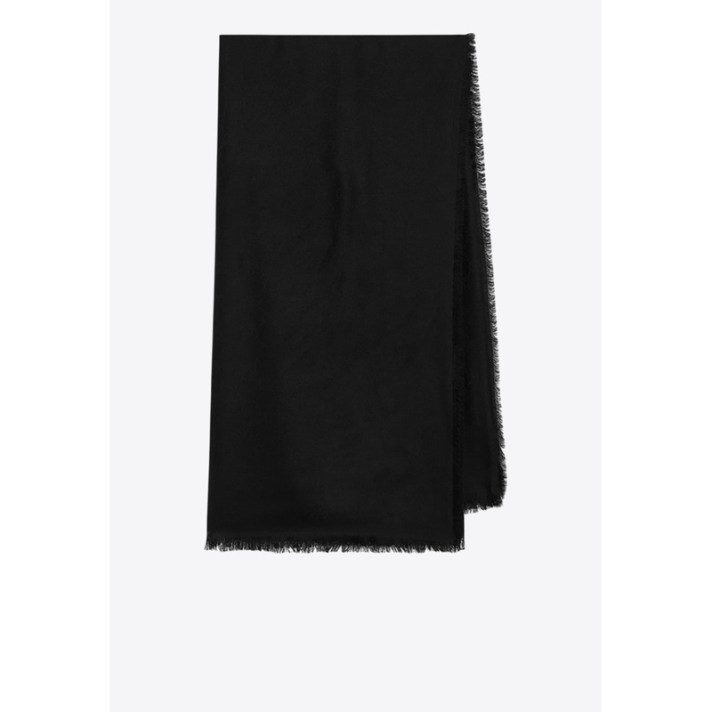 GG Jacquard Wool and Silk Scarf Black Onesize