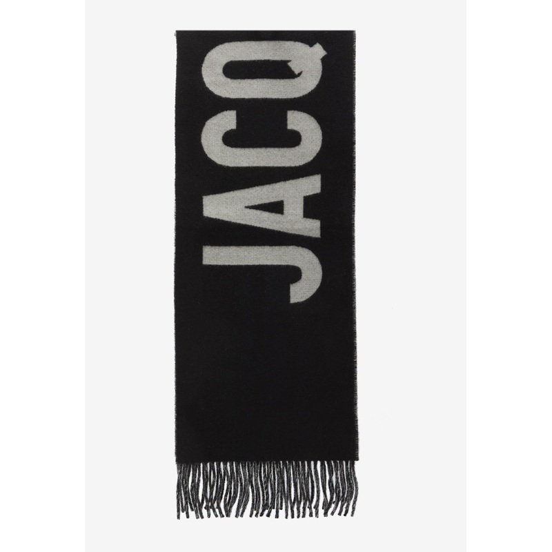 Intarsia Knit Logo Wool Scarf Black Onesize