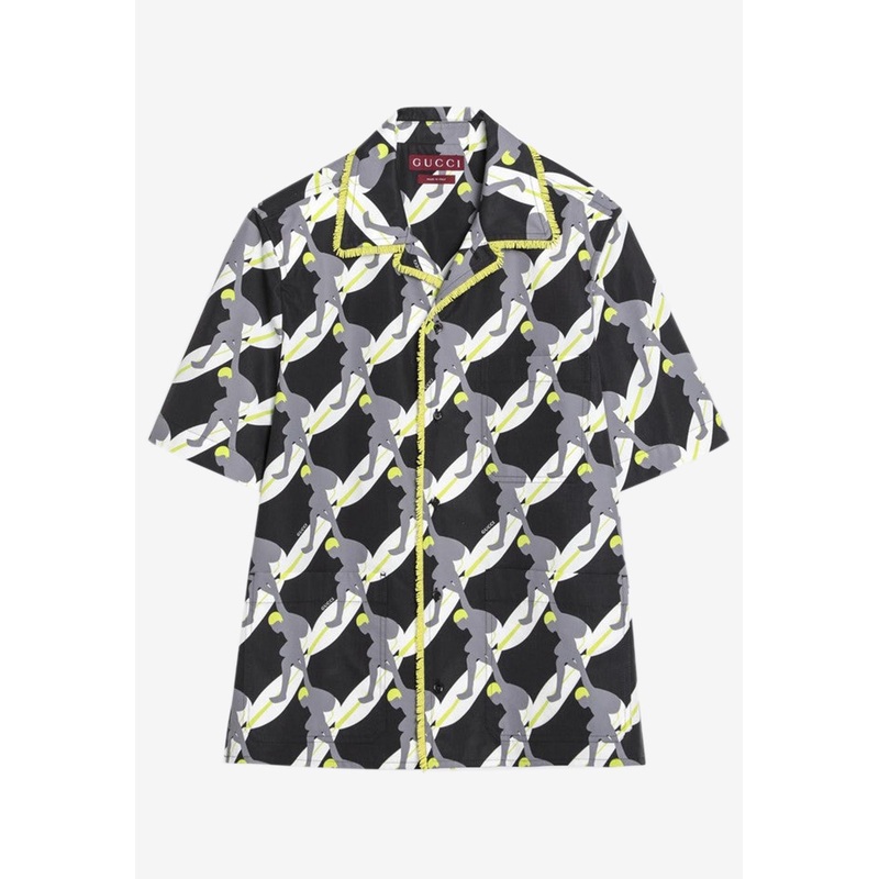 Printed Poplin Shirt with Beaded Fringe Multicolor mrtwit_IT 48