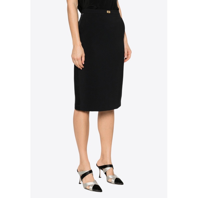 Satin Crepe Pencil Skirt Black wrtwit_IT 38