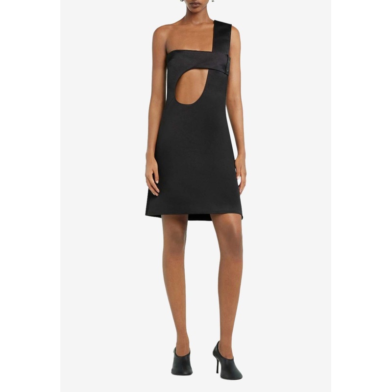 Satin Cut-Out Mini Dress Black wrtwfr_FR 36