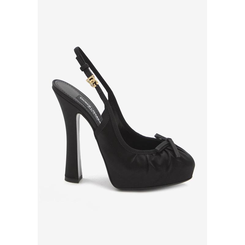 Vally 150 Slingback Satin Platform Pumps Black wshoeseu_EU 37