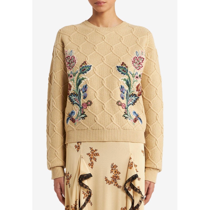 Wool and Cashmere Jumper with Embroidery Beige wrtwit_IT 42