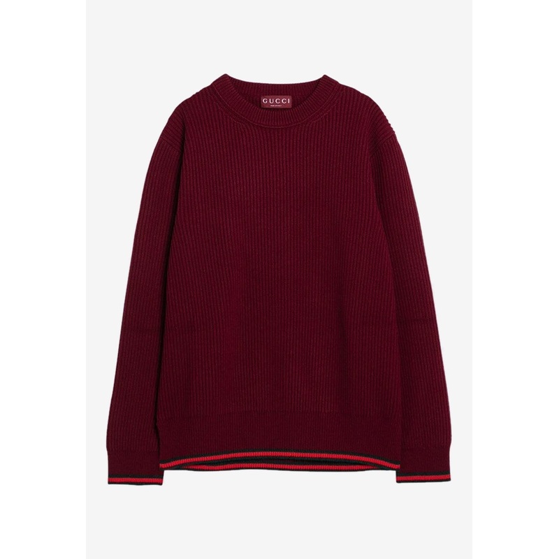Wool and Cashmere Knitted Sweater Burgundy mrtwstd_L