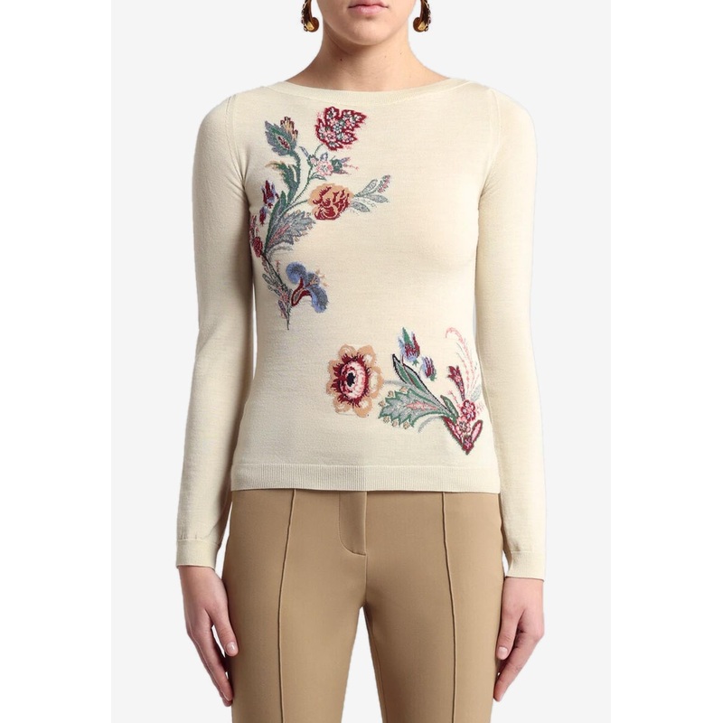Wool-Blend Jacquard Sweater Light Beige wrtwit_IT 42