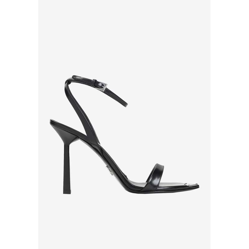 100 Triagnle-Logo Leather Sandals Black wshoeseu_EU 40