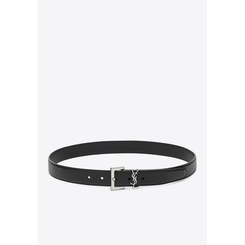 Cassandre Grained Leather Belt Black 85