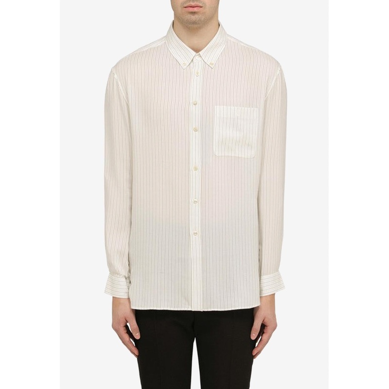 Cassandre Pinstripe Silk Long-Sleeved Shirt Cream mrtwshirtseu_EU 41