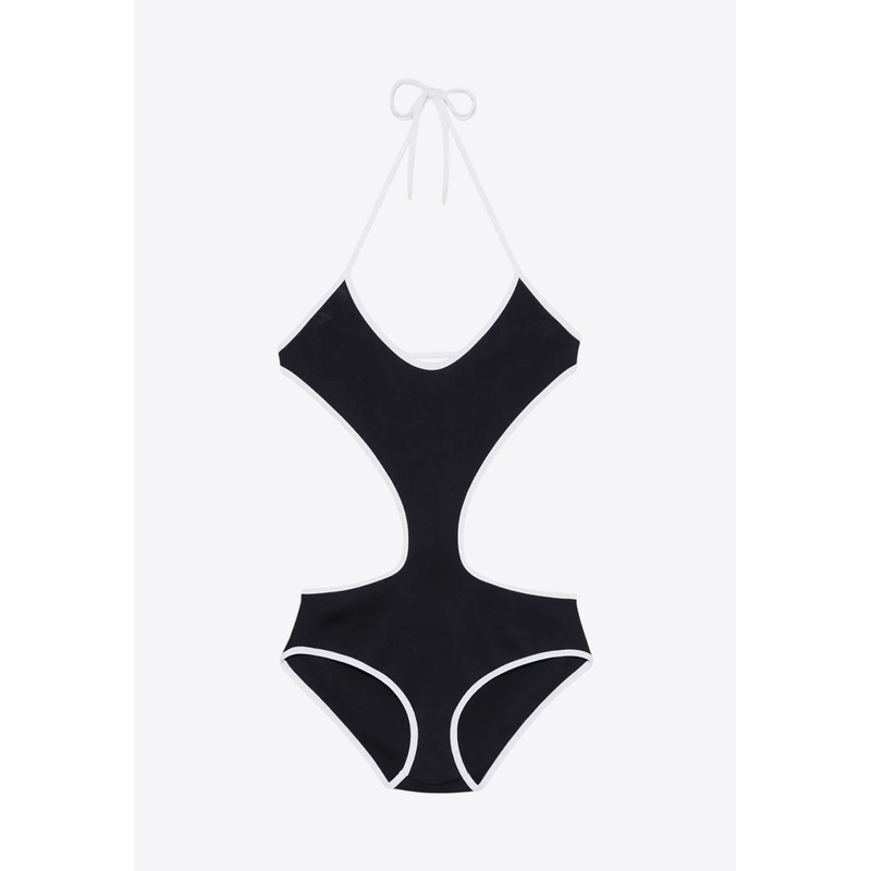 Cut-Out Halterneck One-Piece Swimsuit Navy wrtwit_IT 38