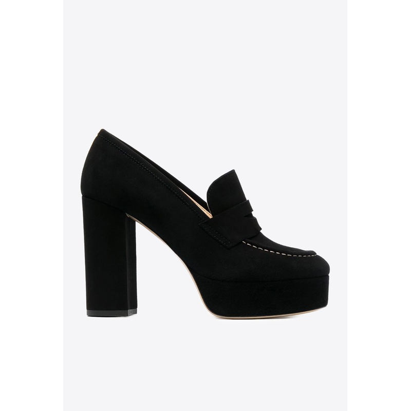 115 Penny-Slot Suede Platform Pumps Black wshoeseu_EU 39