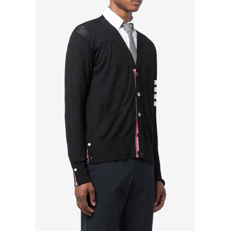 4-bar Stripes Wool Cardigan Black mrtwstd_4