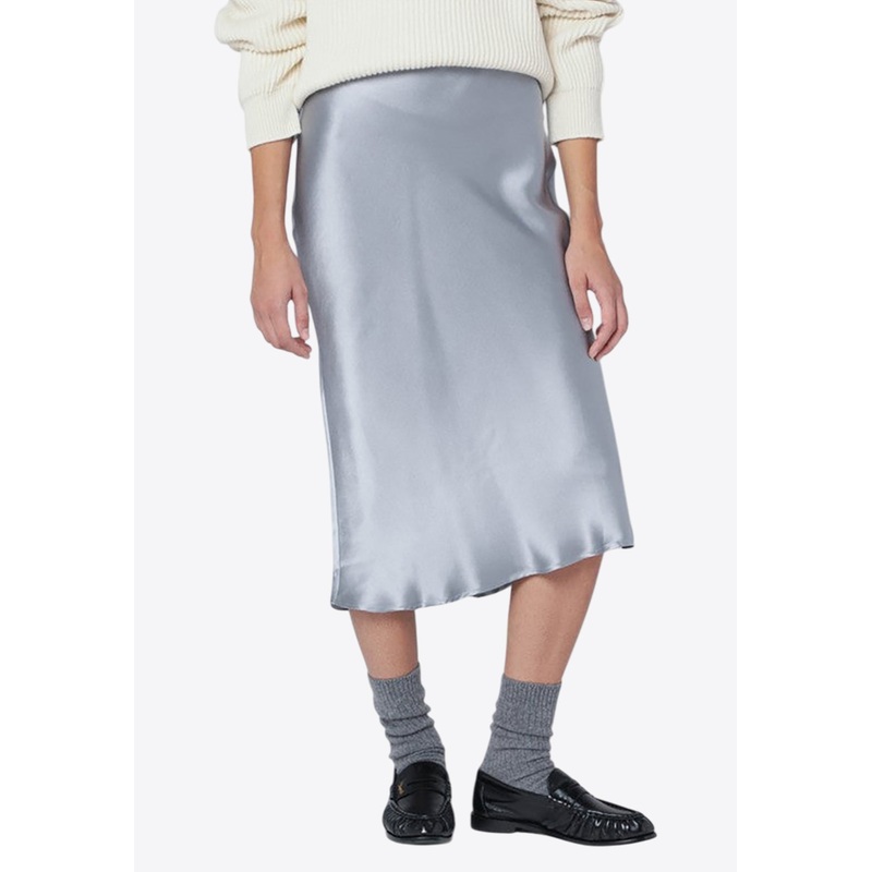 Bar Silk Midi Skirt Light Blue wrtwstd_S