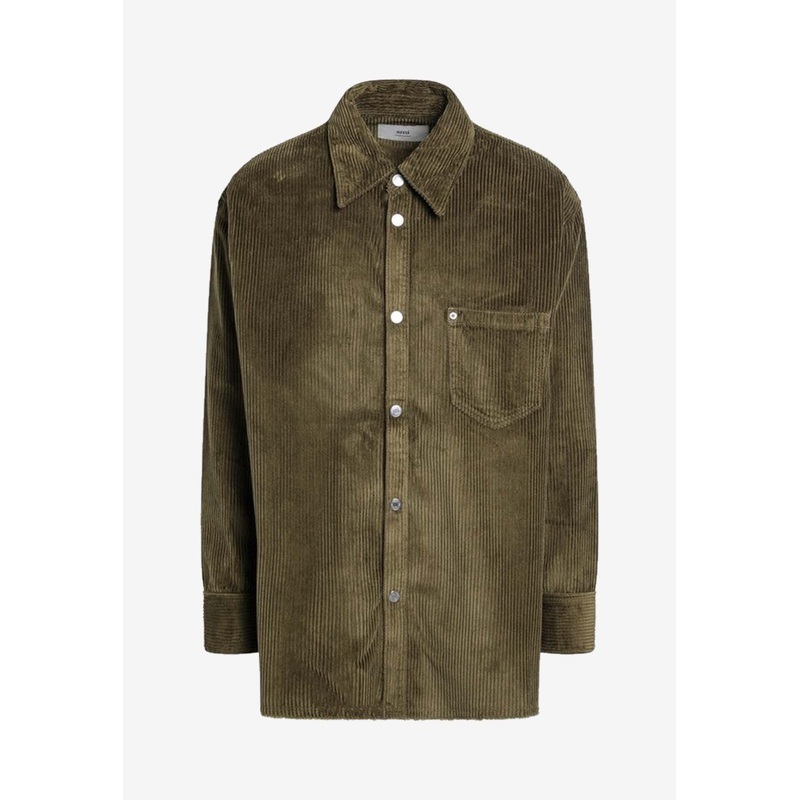 Corduroy Long-Sleeved Shirt Green mrtwstd_S