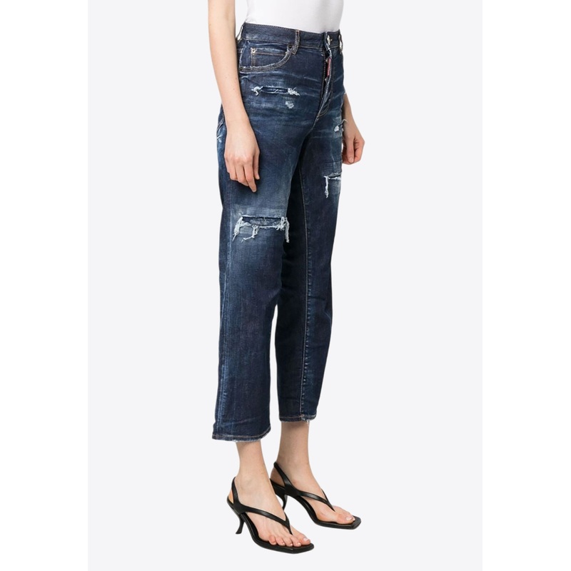 Distressed High-Waist Jeans Navy wrtwit_IT 36