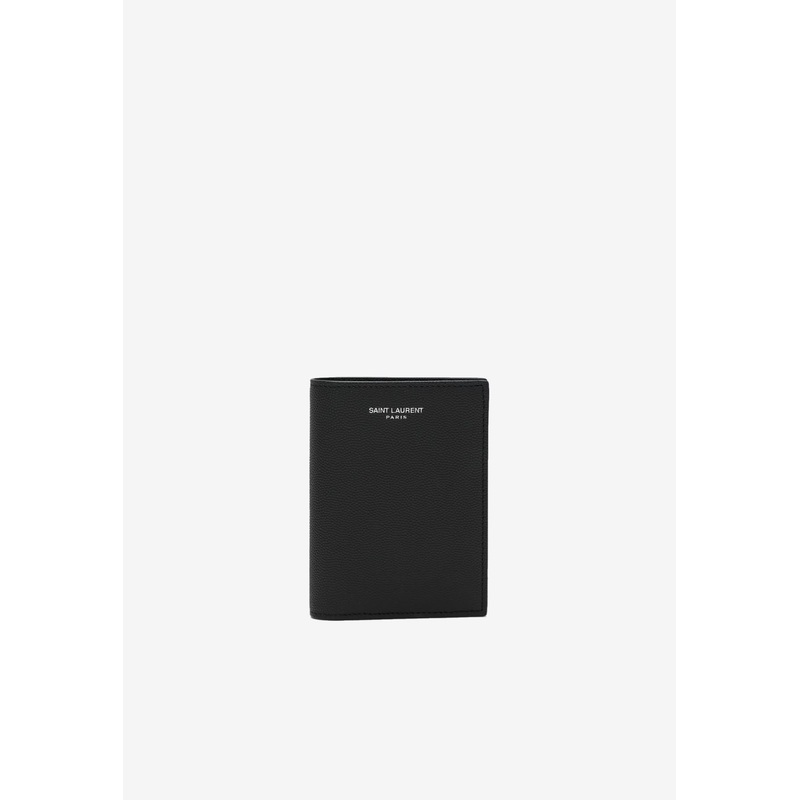 Embossed Logo Grain De Poudre Leather Cardholder Black Onesize
