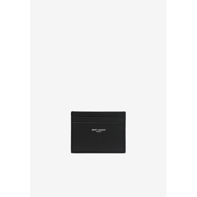 Embossed Logo Leather Cardholder Black Onesize
