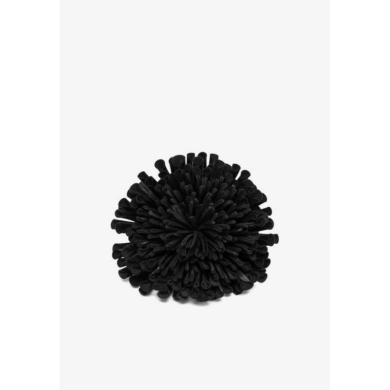 Leather Flower Choker Black Onesize