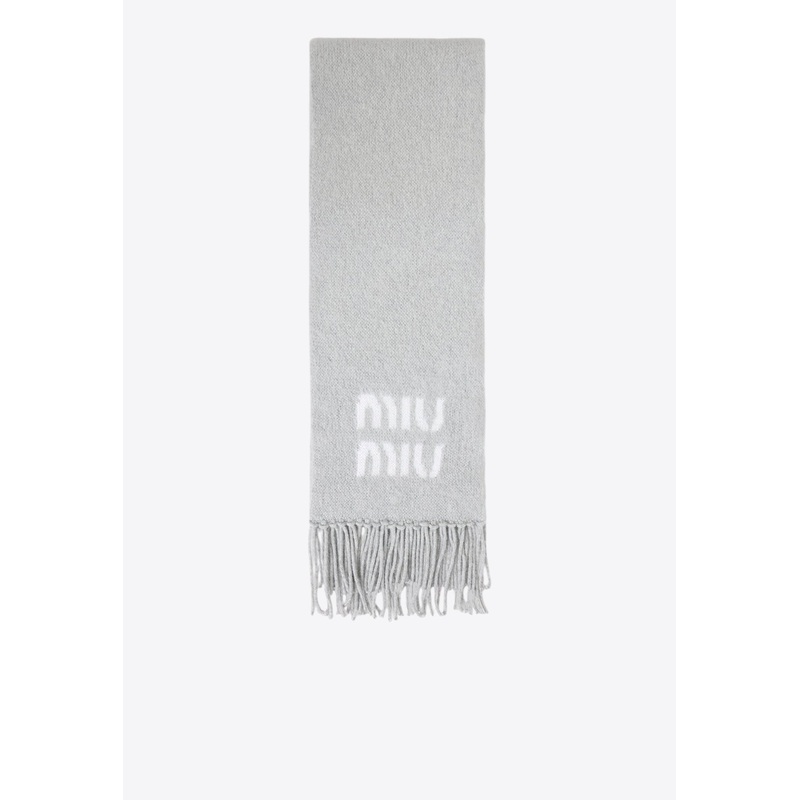 Logo Jacquard Mohair Scarf Gray Onesize