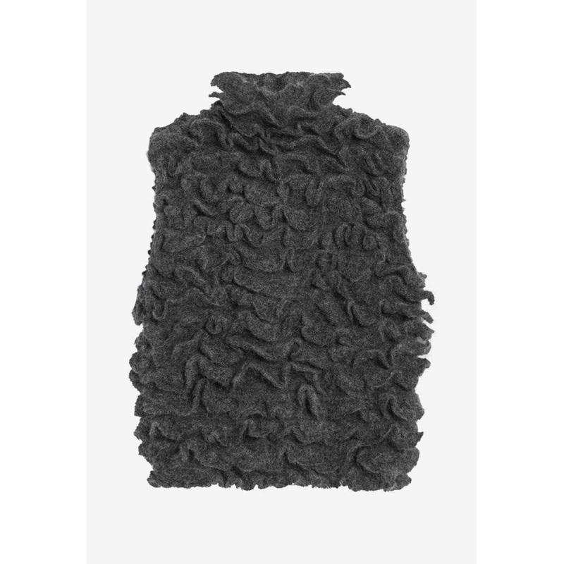 Ruffled Wool Top Gray wrtwfr_FR 38