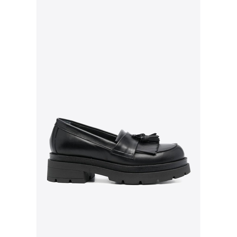 Tassel Detail Leather Loafers Black wshoeseu_EU 36