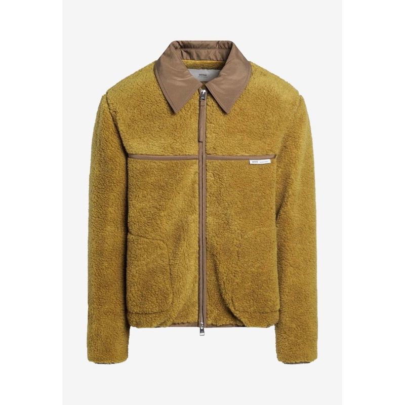 Zip-Up Shearling Jacket Green mrtwstd_S